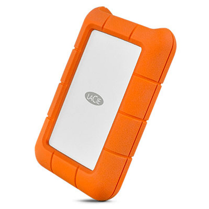 LaCie Rugged USB-C 4 TB Portable HDD, 2.5", 3.2 Gen 1 (3.1 Gen 1), 5400 RPM, External Storage, Orange, Silver