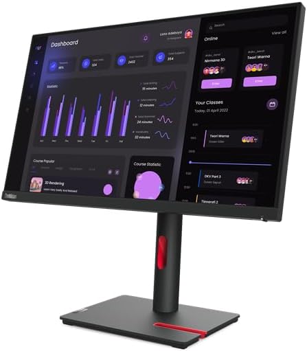 Lenovo ThinkVision T24i-30 24" Monitor Full HD, IPS, 60Hz, 4ms, Flicker Free, High Dynamic Range, Office Monitor