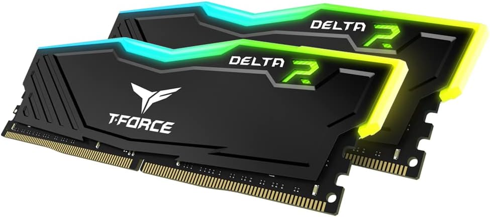 Team T-Force Delta RGB 32GB Memory RAM (2 x 16GB), DDR4, 3200MHz (PC4-25600), CL16, XMP 2.0, Memory Kit, Black