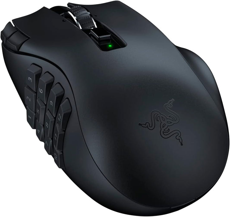 Razer Naga V2 HyperSpeed Wireless MMO Gaming Mouse Ergonomic, 19 Programmable Buttons, Black