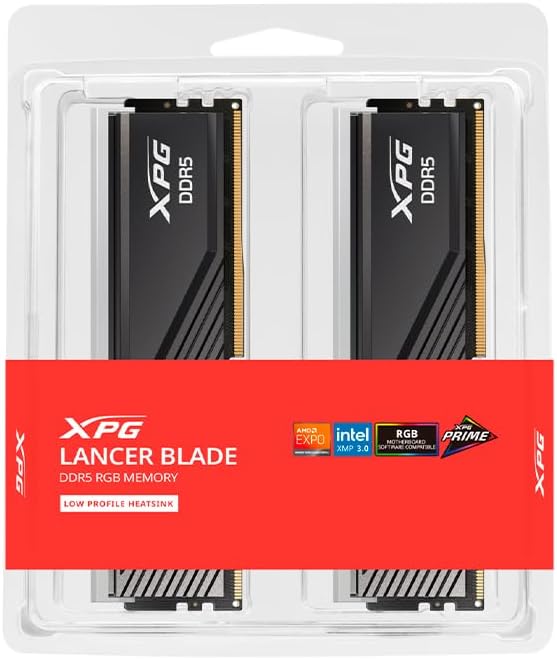 Adata XPG Lancer Blade RGB 64GB RAM Memory Kit (2 x 32GB), DDR5, 6000MHz, XMP 3.0, AMD EXPO