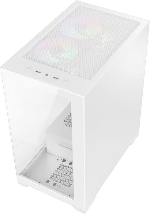 Vida Vetro White ARGB Gaming PC Case w/ Glass Front & Side, ATX, 3x ARGB Fans, 6-Port PWM ARGB Fan Hub