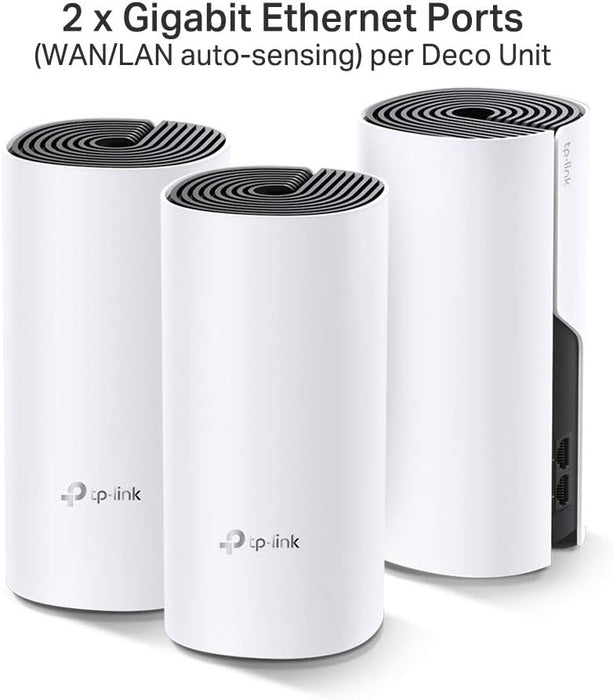 TP-Link DECO M4 Whole-Home Mesh Wi-Fi System Router, 3 Pack, Dual Band AC1200, MU-MIMO, 2 x LAN on each Unit