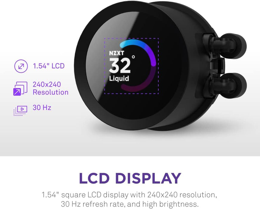 NZXT Kraken 240 RGB AIO CPU Liquid Cooler Black, All in One Water Cooler, LCD Display