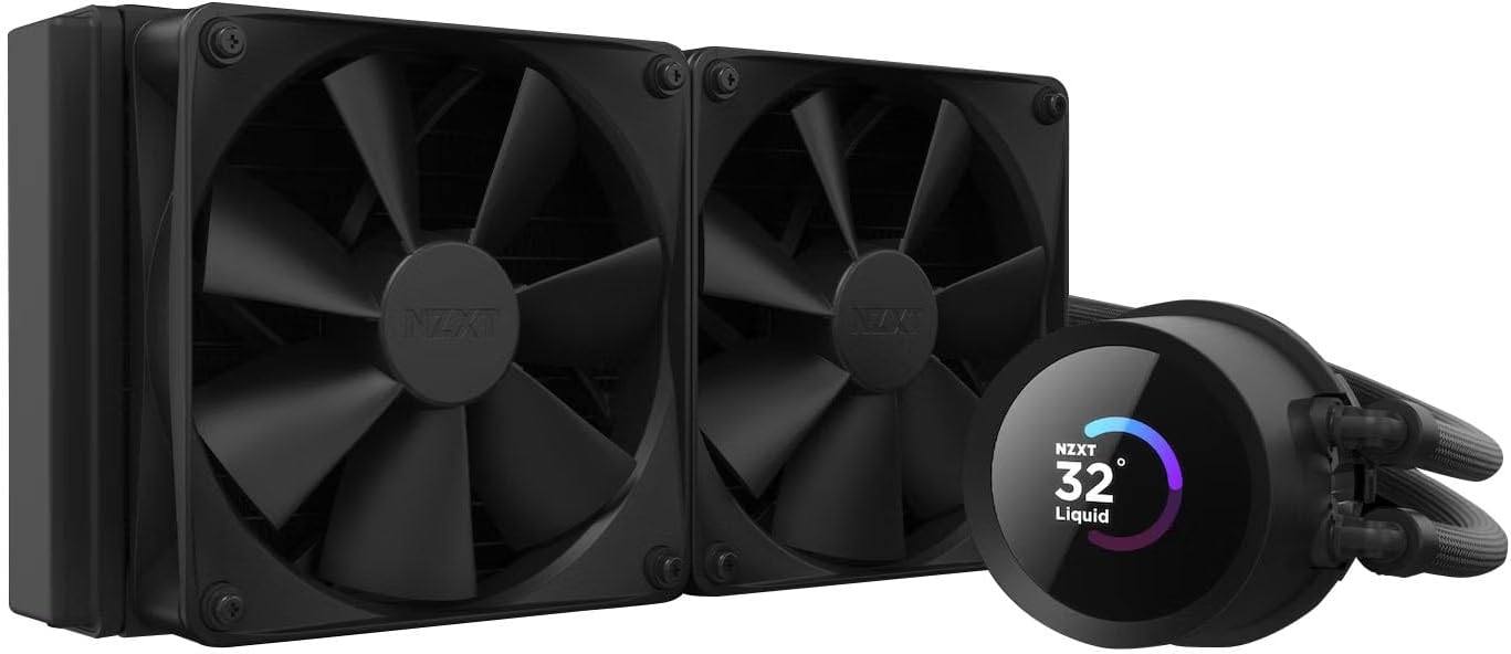 NZXT Kraken 240 AIO Liquid Cooler 240mm, LCD Display, All in One CPU Cooler, Black