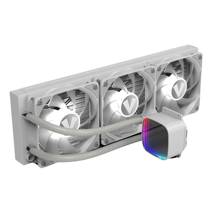 Vida Aquilo 360mm ARGB Liquid CPU Cooler, 3x ARGB PWM Fans, Infinity Mirror RGB Pump Head, White