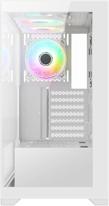 Vida Vetro White ARGB Gaming PC Case w/ Glass Front & Side, ATX, 3x ARGB Fans, 6-Port PWM ARGB Fan Hub