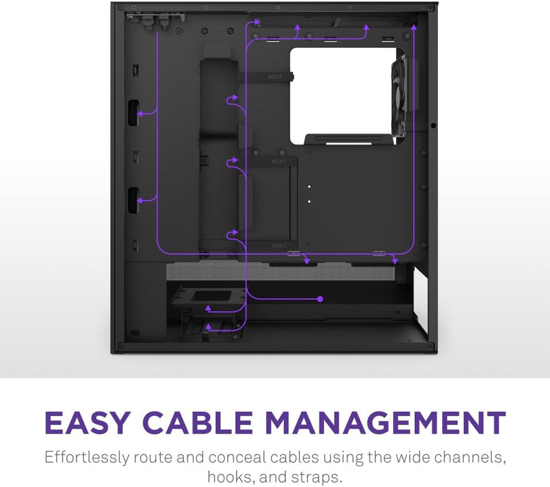 NZXT H5 Flow RGB (2024) ATX Gaming PC Case Black Mid Tower Tempered Glass, Airflow Case