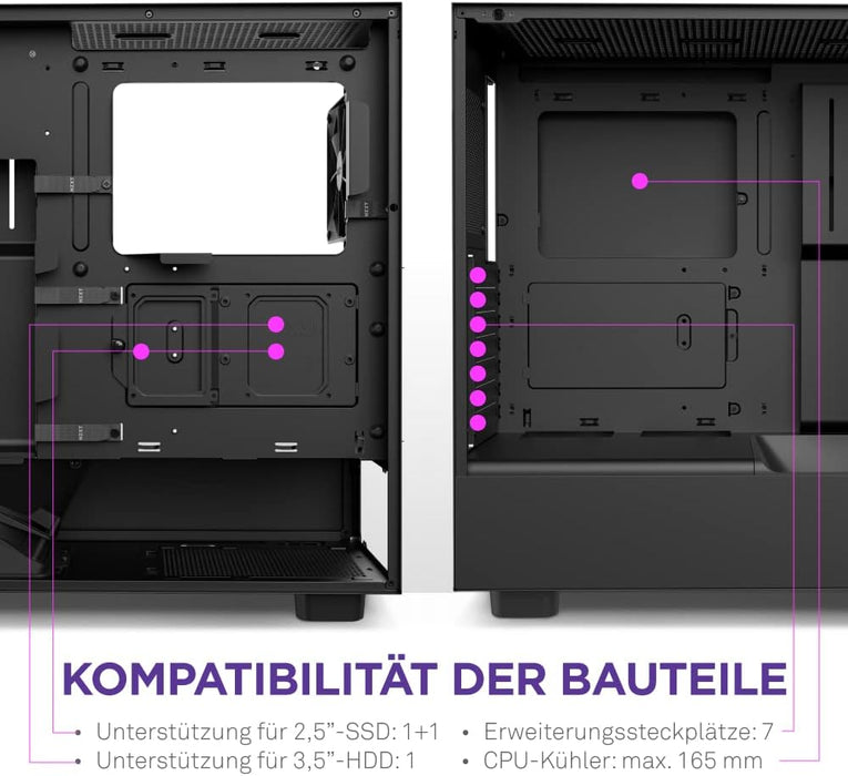 NZXT H5 Flow Black ATX PC Case Mid Tower Gaming Desktop Case, E-ATX (up to 272mm)