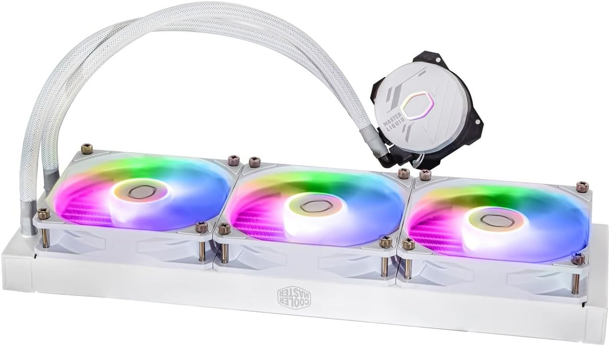 Cooler Master MasterLiquid 360L Core ARGB 360mm Liquid CPU Cooler, ARGB PWM Fans, RGB Pump Head, White