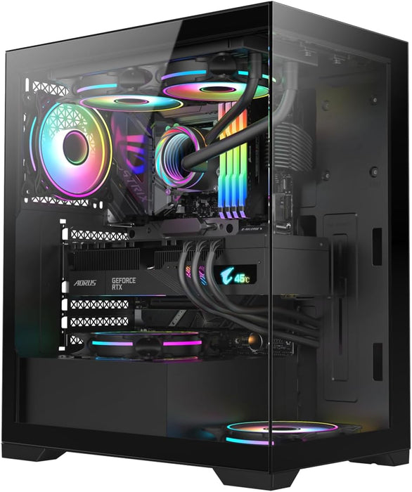 Vida Vetro Black ARGB Gaming PC Case ATX, Glass Front & Side, ATX, 3x ARGB Fans