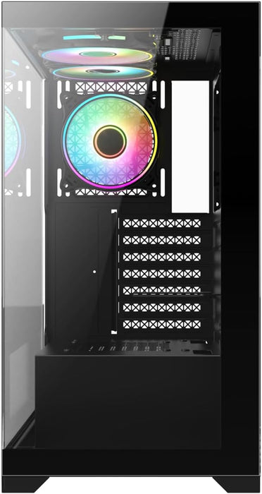 Vida Vetro Black ARGB Gaming PC Case ATX, Glass Front & Side, ATX, 3x ARGB Fans