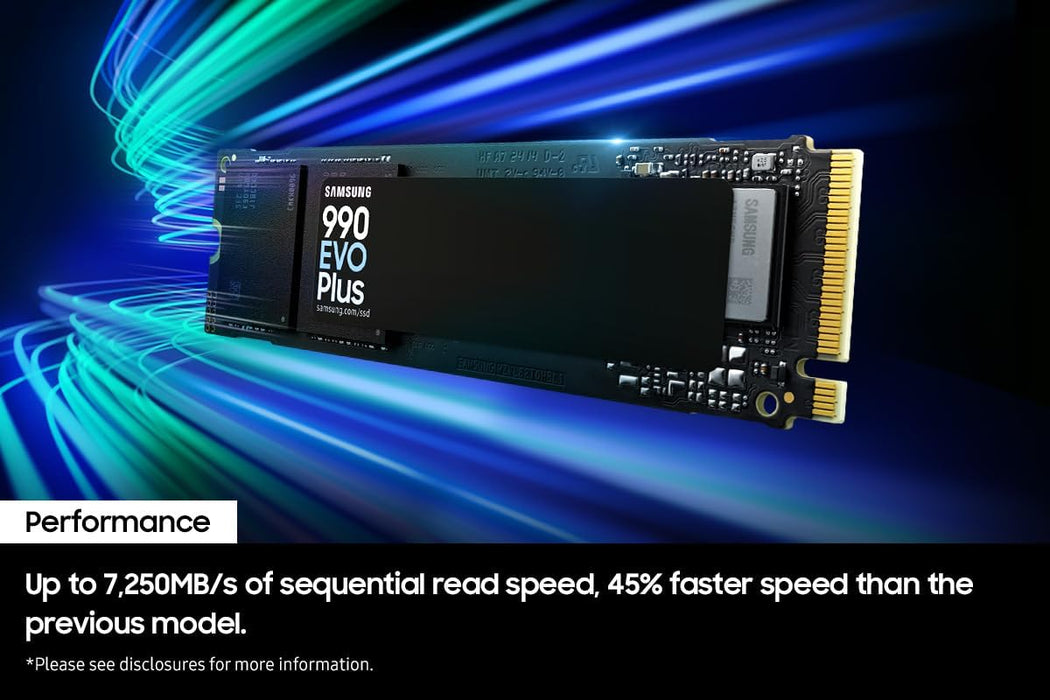 Samsung 990 EVO Plus 2TB NVMe M.2 SSD, PCIe4, Read Up to 7250MB/s, Internal Solid State