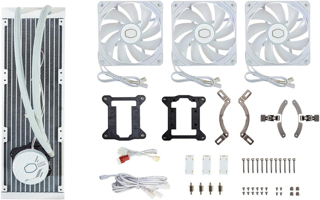 Cooler Master MasterLiquid 360L Core ARGB 360mm Liquid CPU Cooler, ARGB PWM Fans, RGB Pump Head, White