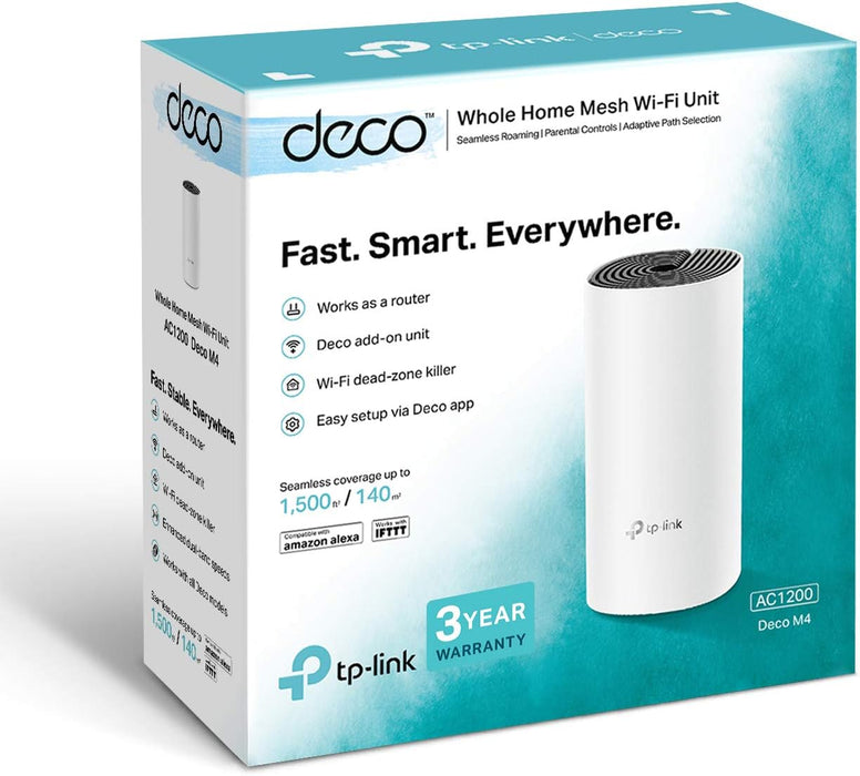 TP-Link DECO M4 Whole-Home Mesh Wi-Fi System, Single Unit, Dual Band AC1200, MU-MIMO, 2 x LAN