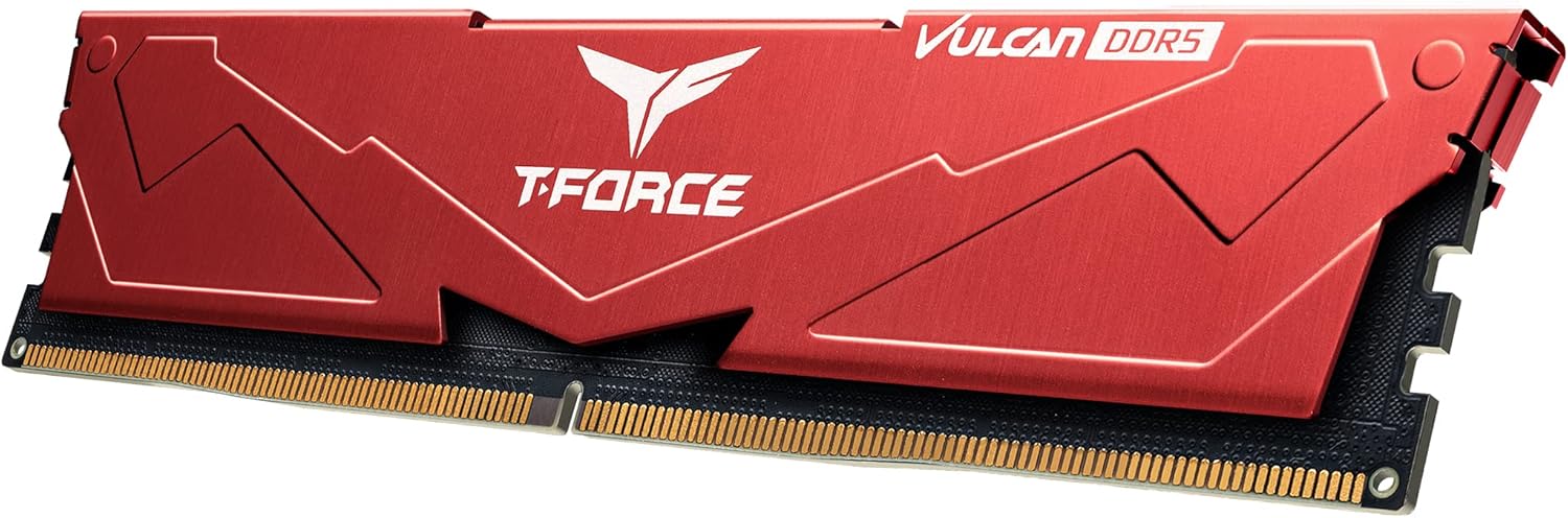 Team T-Force Vulcan 32GB Kit (2 x 16GB) Memory RAM, DDR5, 6000MHz (PC5-48000), DIMM Memory Kit, Red