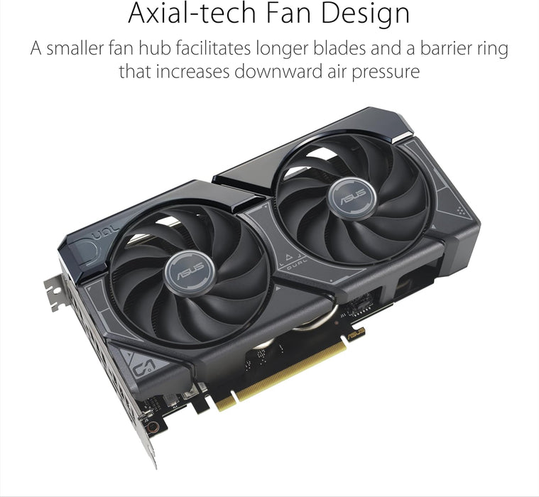 Asus Dual RTX 4060 Ti OC Gaming Graphics Card, 16GB DDR6, 2625MHz, Axial-tech fan design