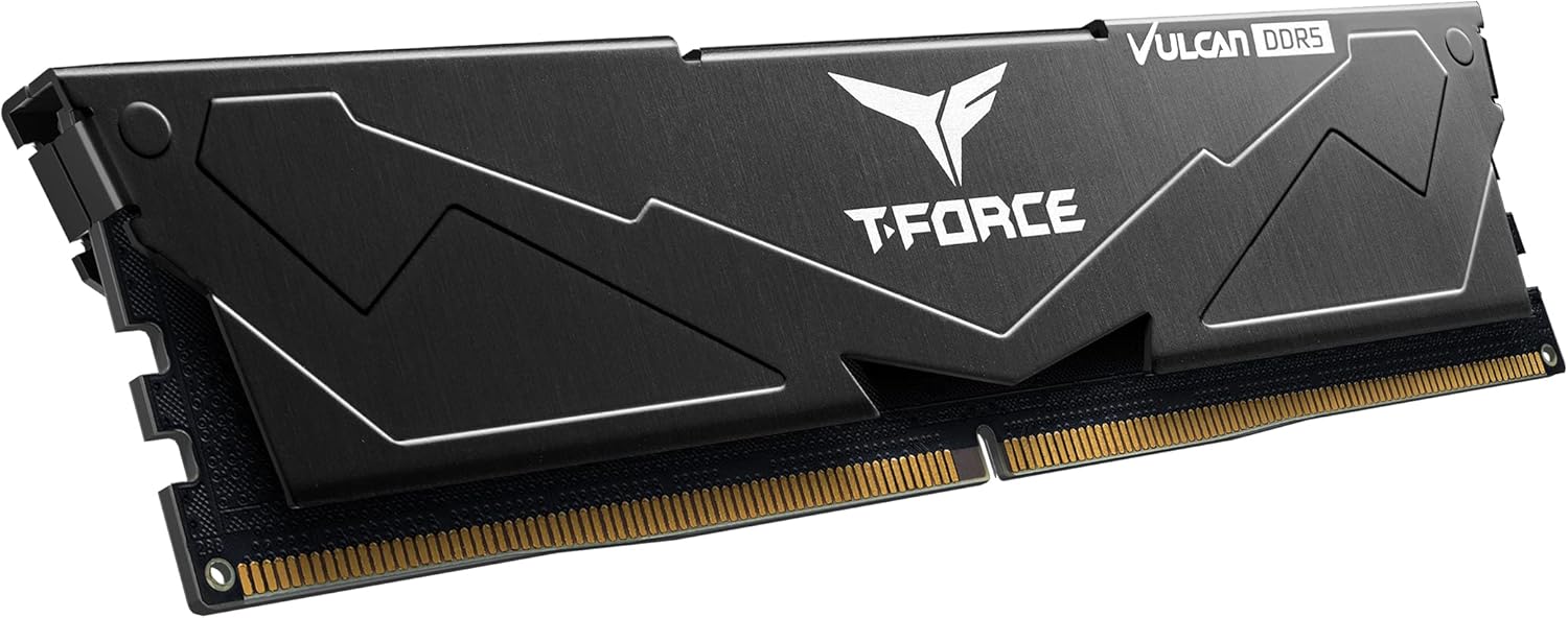 Team T-Force Vulcan 32GB Memory RAM Kit (2 x 16GB), DDR5, 6000MHz (PC5-48000), CL38, XMP 3.0, Black