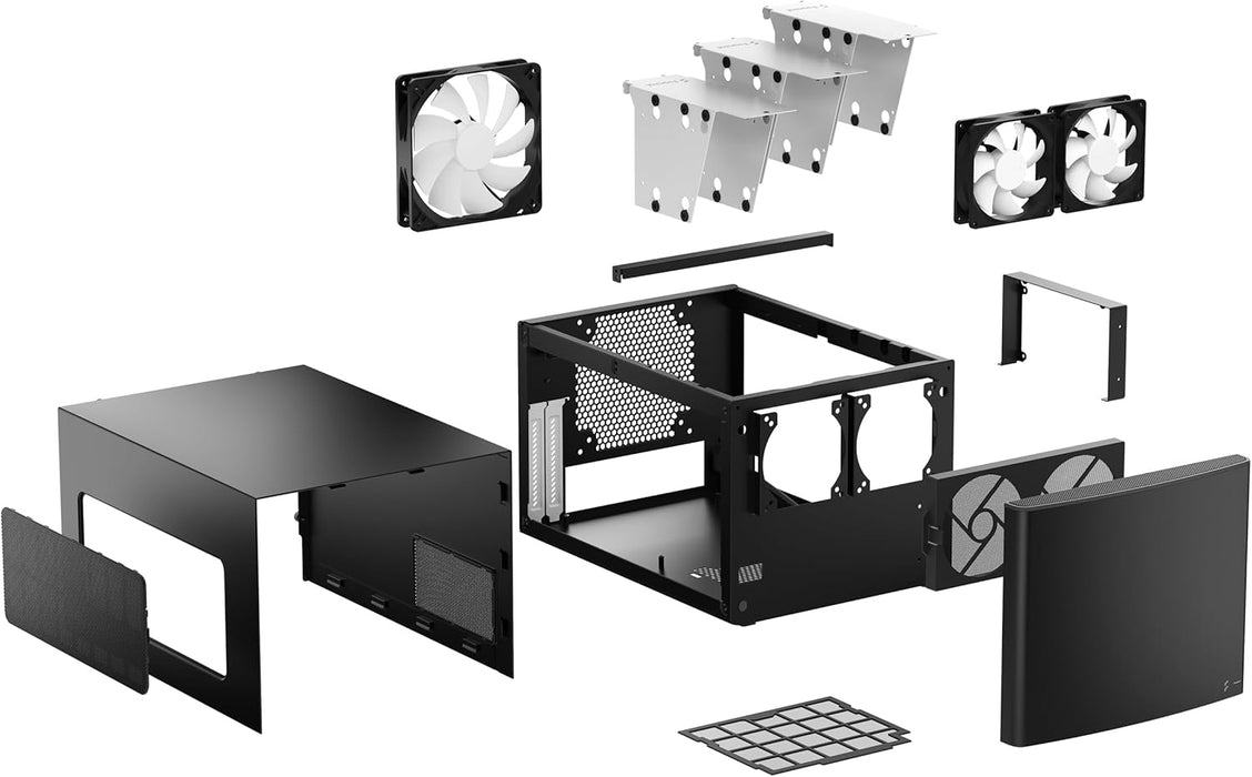 Fractal Design Node 304 Mini ITX PC Case Compact Cube Case, Modular Interior, 3 Fans, Black