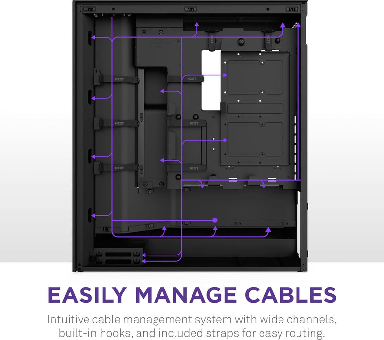 NZXT H7 Flow RGB (2024) Gaming PC Case, Mid Tower ATX Airflow Case Tempered Glass Black