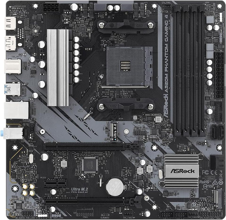 Asrock A520M Phantom Gaming 4 Motherboard, AMD A520, AM4, Micro ATX, DDR4, HDMI, DP, M.2