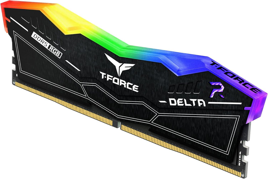 Team T-Force Delta RGB 32GB RAM (2 x 16GB), DDR5, 8000MHz (PC5-6400), CL38, ECC, XMP 3.0, PMIC, DIMM Memory Kit, Black