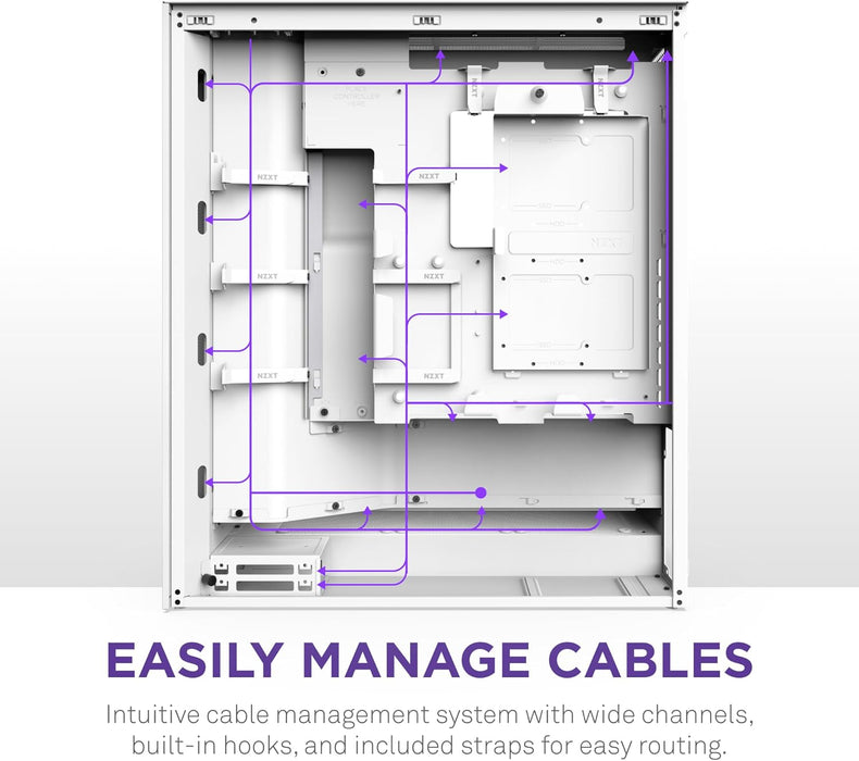 NZXT H7 Flow RGB (2024) Gaming PC Case Mid Tower Tempered Glass ATX Airflow Case White
