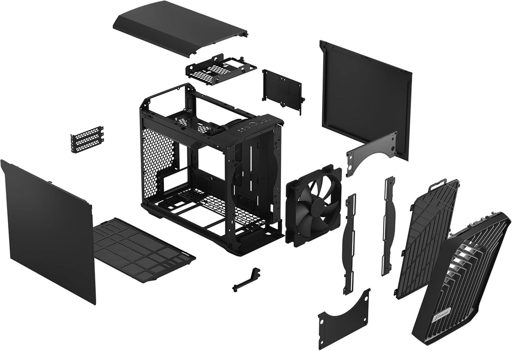 Fractal Design Torrent Nano PC Case, Mini ITX, 1 Fan, 280mm Watercooling, Front Grille, Black Solid