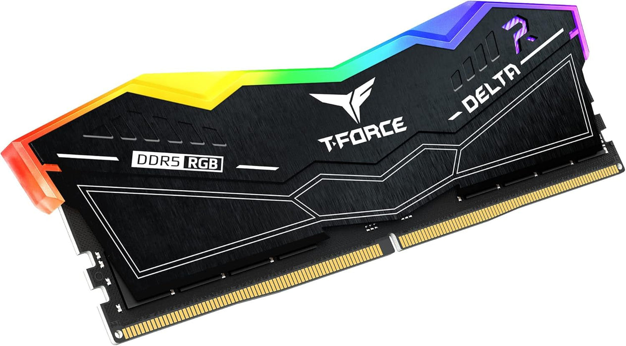 Team T-Force Delta RGB 32GB RAM (2 x 16GB), DDR5, 8000MHz (PC5-6400), CL38, ECC, XMP 3.0, PMIC, DIMM Memory Kit, Black