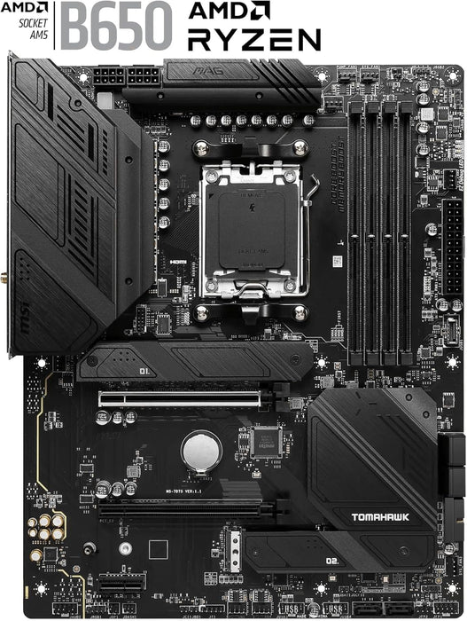 MSI MAG B650 Tomahawk WiFi Gaming Motherboard ATX, DDR5, AMD AM5, WiFi 6E, HDMI, DP, PCIe4