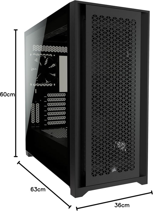 Corsair 5000D Airflow Gaming PC Case, E-ATX, AirGuide Fans, High-Airflow Front Panel, USB-C, Black