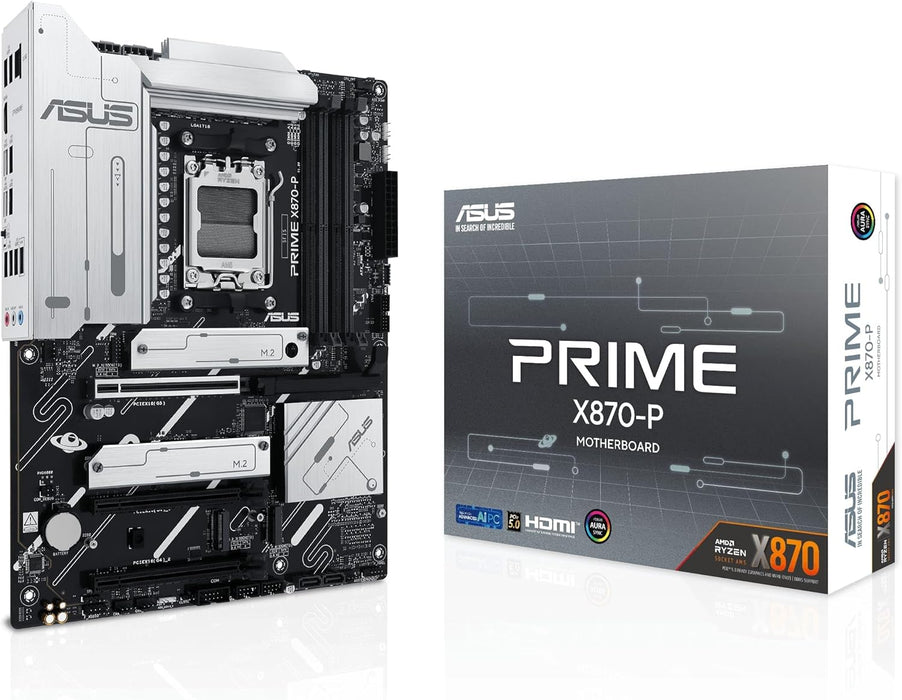 Asus Prime X870-P Gaming Motherboard, AMD X870, AM5, ATX, DDR5, HDMI, USB4, 2.5G LAN, M.2