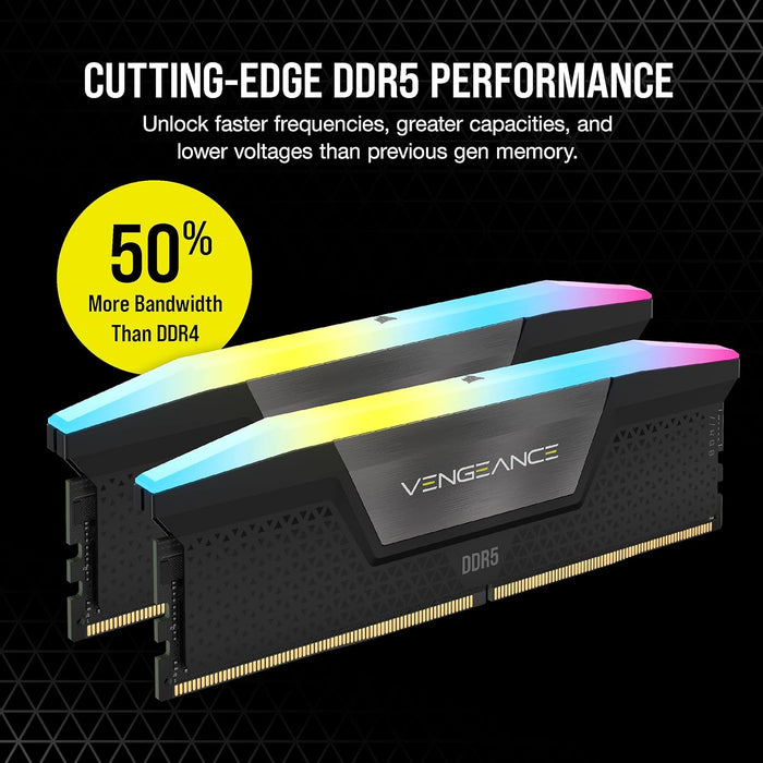 Corsair Vengeance RGB 96GB DDR5 RAM 5600MHz Memory Kit Black (2 x 48GB), XMP 3.0