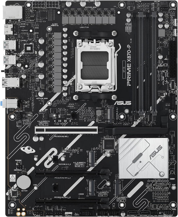 Asus Prime X870-P Gaming Motherboard, AMD X870, AM5, ATX, DDR5, HDMI, USB4, 2.5G LAN, M.2