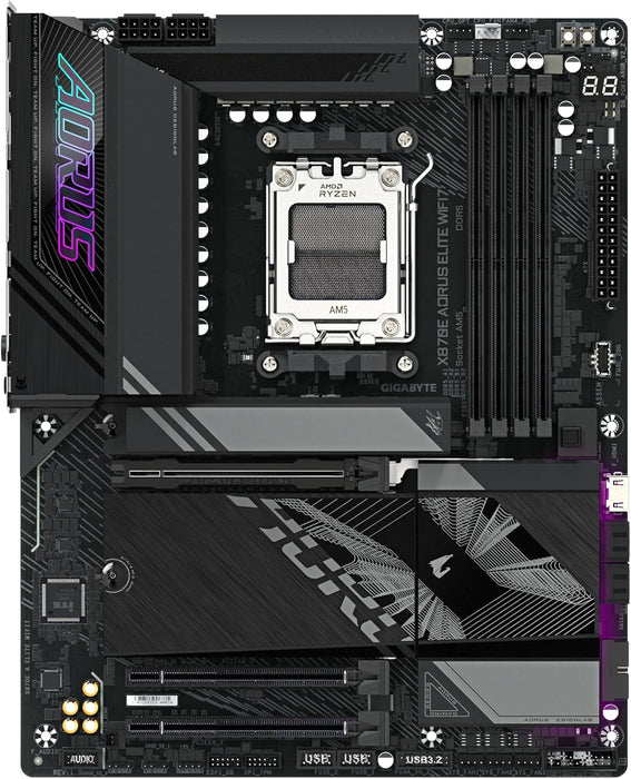 Gigabyte X870E Aorus Elite WiFi7 ATX Gaming Motherboard, AMD AM5, DDR5, PCIe 5.0