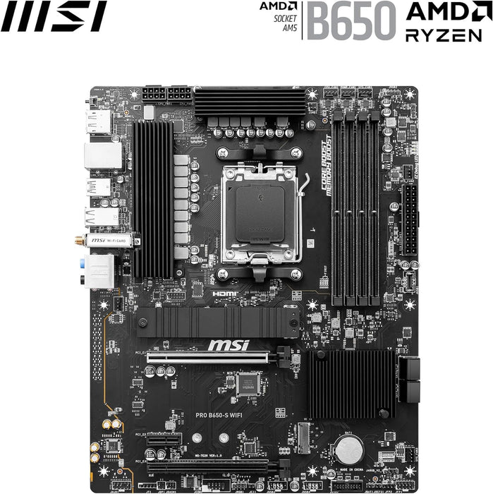 MSI Pro B650-S WiFi ATX Motherboard for Gaming, AMD AM5 7th Gen, DDR5, HDMI, DP, LAN