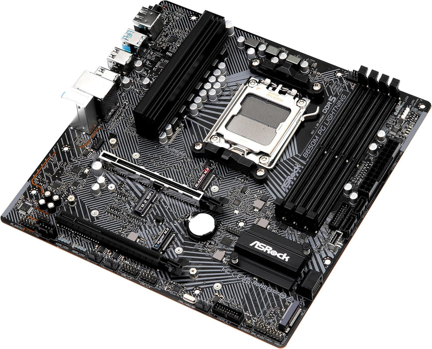 Asrock B650M PG Lightning Motherboard, AMD B650, AM5, Micro ATX, DDR5, HDMI, DP, 2.5G LAN, PCIe4, M.2