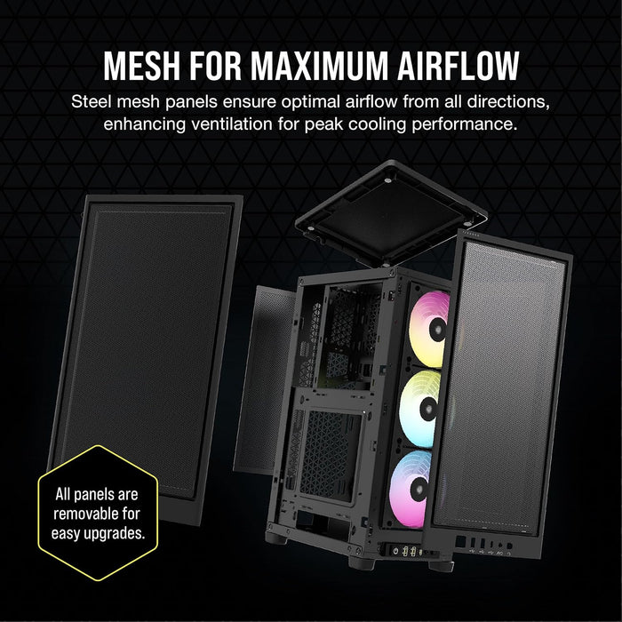 Corsair iCUE 2000D RGB Airflow Gaming PC Case Mini ITX, Steel Mesh Panels, Black