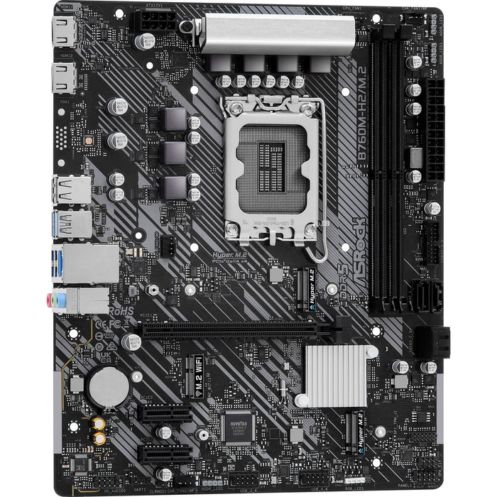 Asrock B760M-H2/M.2 Motherboard, Intel B760, 1700, Micro ATX, DDR5, HDMI, 2.5G LAN, PCIe4, M.2