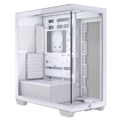 Corsair 3500X Gaming PC Case w/ Glass Side & Front, E-ATX, No Fans, USB-C, Asus BTF Compatible, White