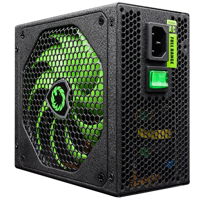 GameMax 1050W ATX Power Supply, Semi Modular, 80+ Silver PSU, Back & Green