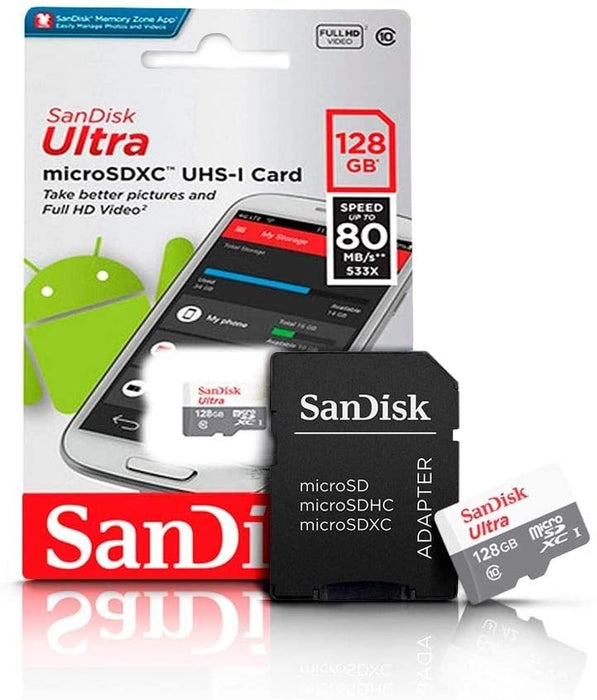 SanDisk Ultra 128GB microSDXC UHS-I Card with Adapter