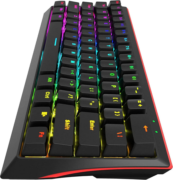 Marvo KG962 Mechanical Gaming Keyboard, 60 Percent Compact Format, Rainbow Backlit, Red Switches