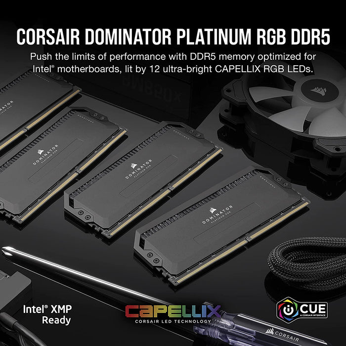 Corsair Dominator Platinum RGB 32GB Kit (2 x 16GB), DDR5, 5200MHz (PC5-41600), CL40, DIMM Memory