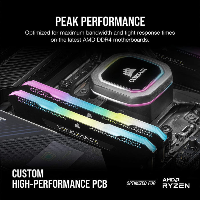 Corsair Vengeance RGB Pro SL 16GB Memory Kit (2 x 8GB), DDR4, 3600MHz (PC4-28800), CL18, XMP 2.0, Black, Ryzen Optimised