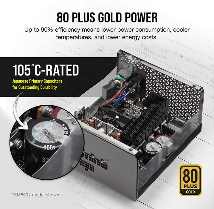 Corsair 650W Enthusiast RMx Series RM650X V2 PSU, Magnetic Levitation Fan, Fully Modular, 80+ Gold Power Supply