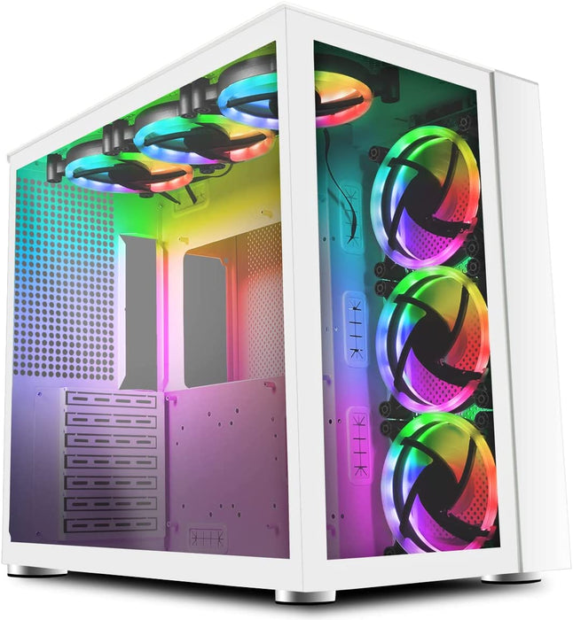 full white atx gaming pc case